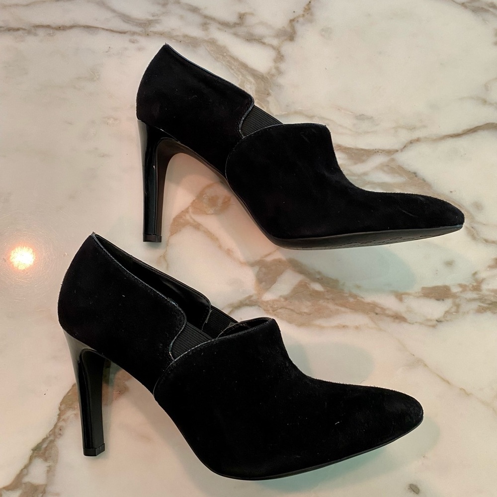 Franco Sarto Black Suede Heel Booties